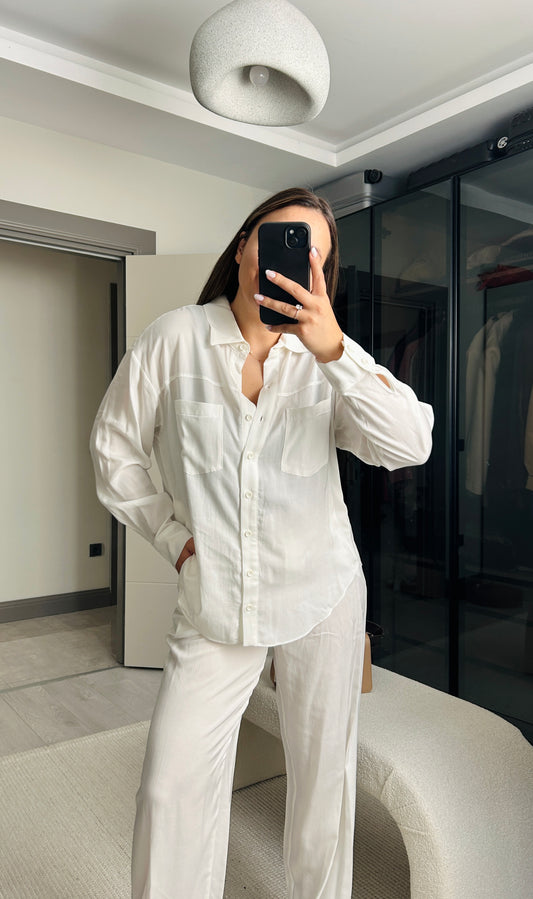 Lal Beyaz Gömlek Pantolon Takım — Oversize
