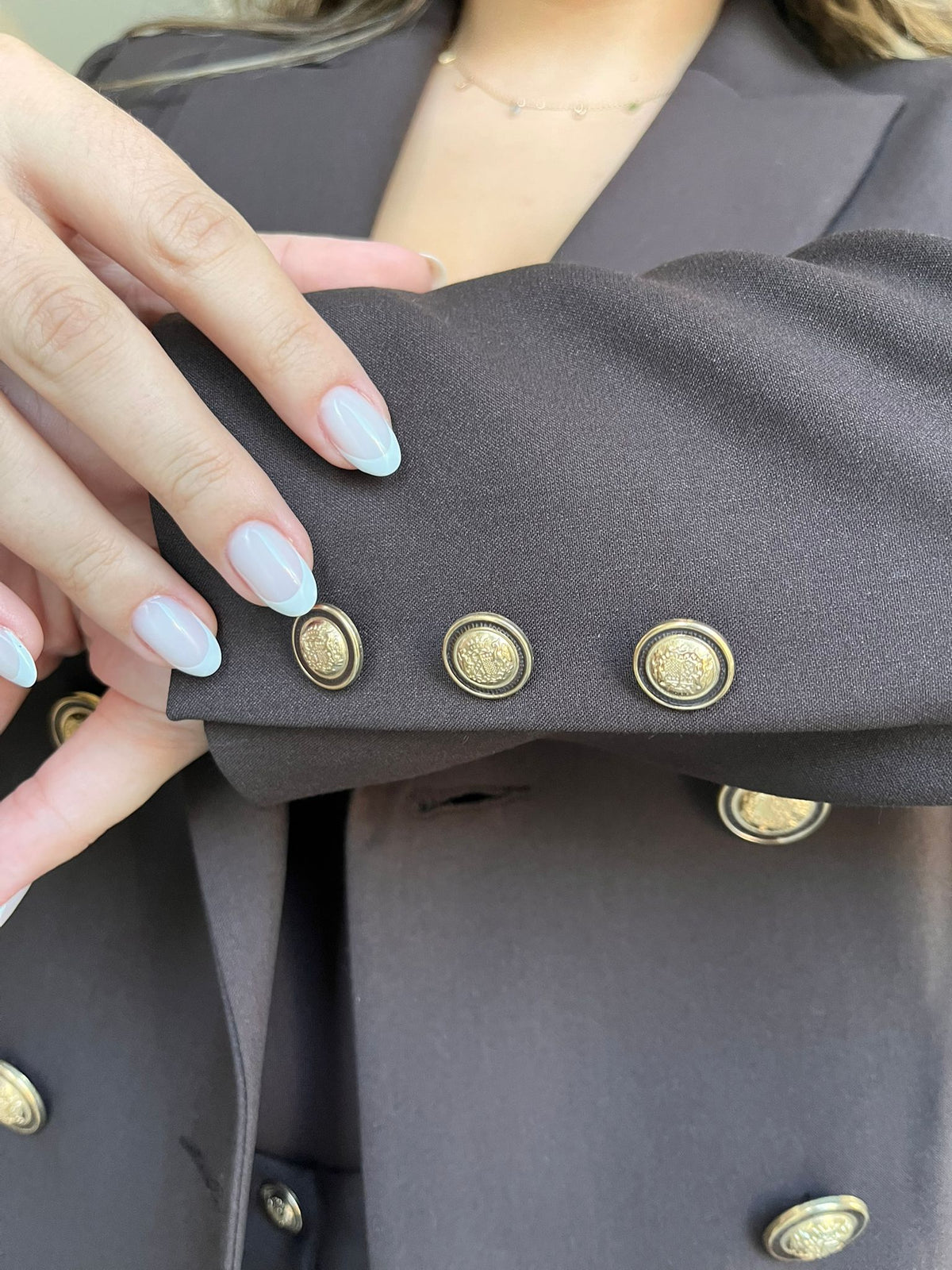 Moka Kahverengi Blazer Takım — Çift Sıra Düğme