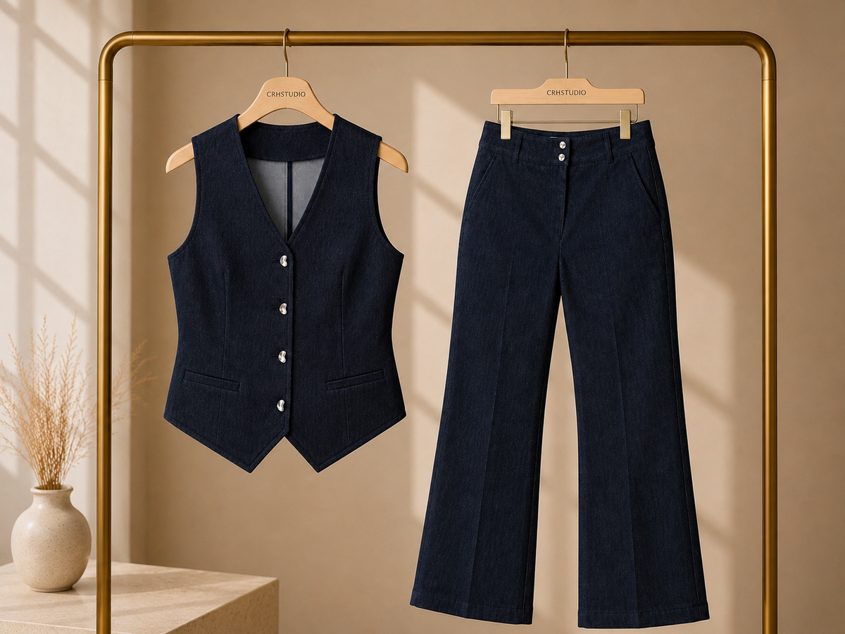 Denim Takım Lola — Yelek + İspanyol Paça Pantolon